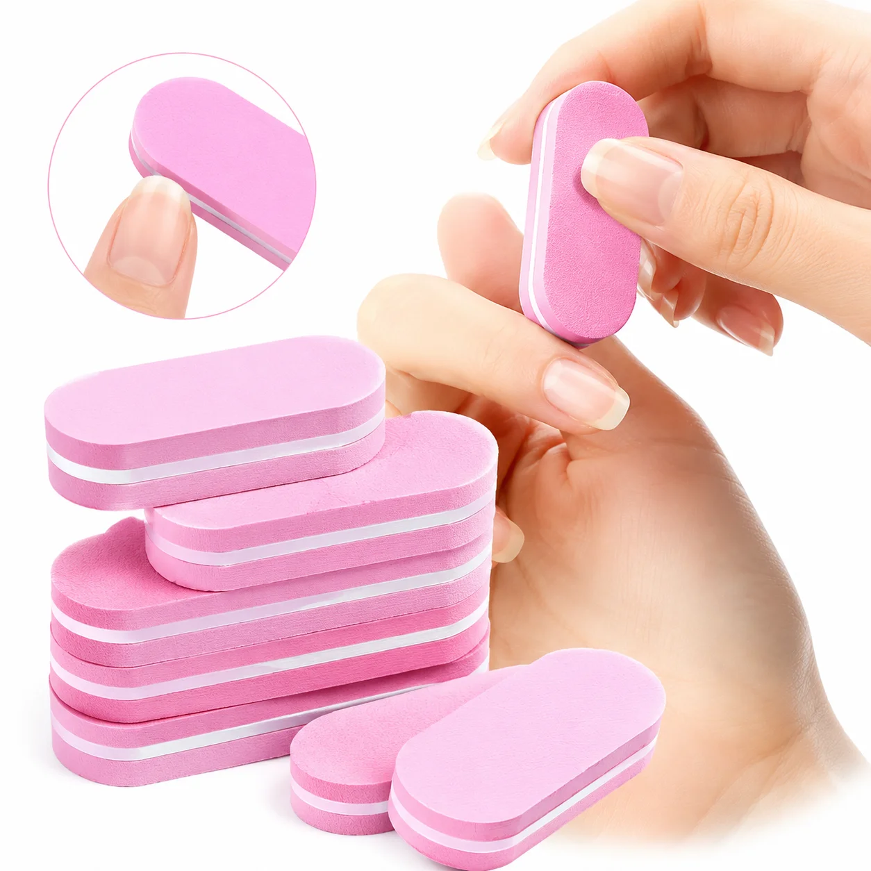 3/10/50 Stück Doppelseitige Nagelfeile, Nagelpuffer-Block, Schwamm-Polierfeile für Acryl- und Naturnägel, ohne die Nägel zu beschädigen