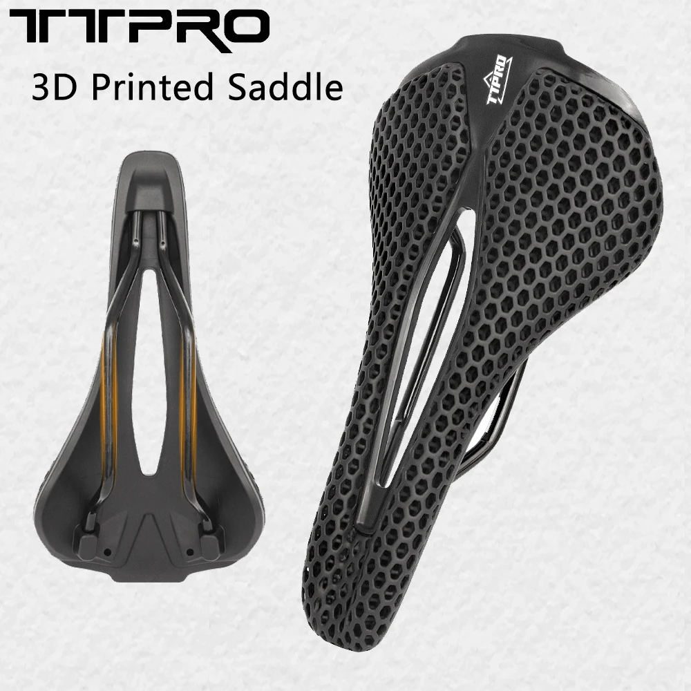 TTPRO 3D Printed Ultralight Bicycle Saddle Hollow Comfortable Shockproof MTB Gravel Road Bike Seat Cycling Parts