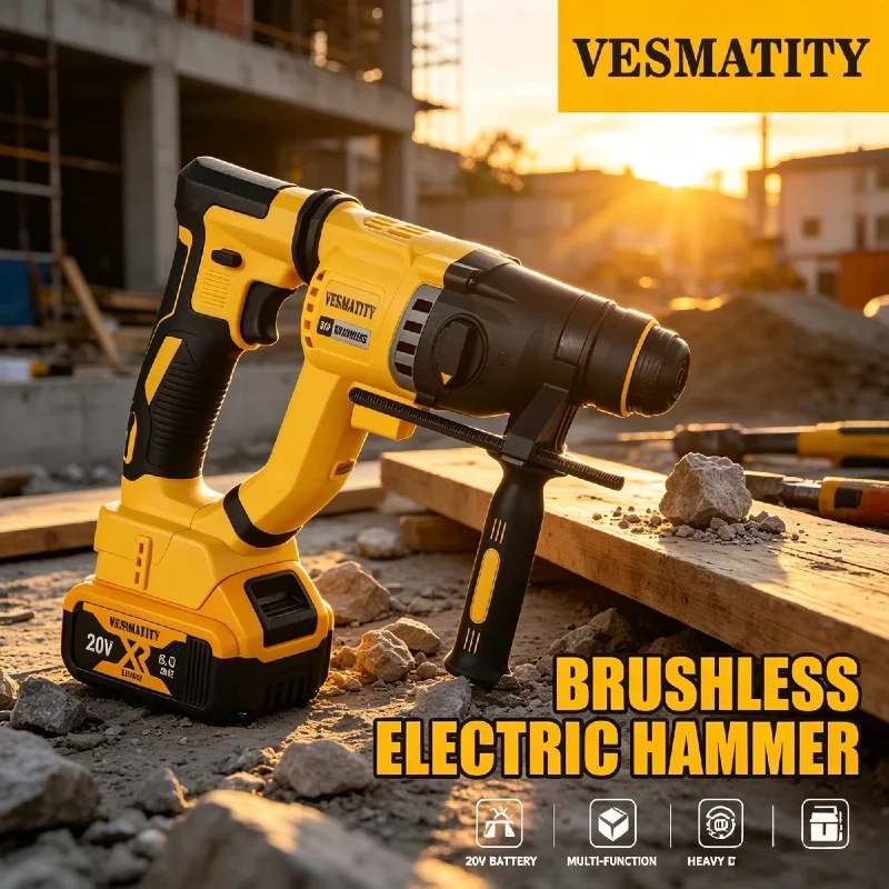 Brushless Cordless Electric Drill 18V - Vesmatity Brushless SDS Plus Cordless Rotary