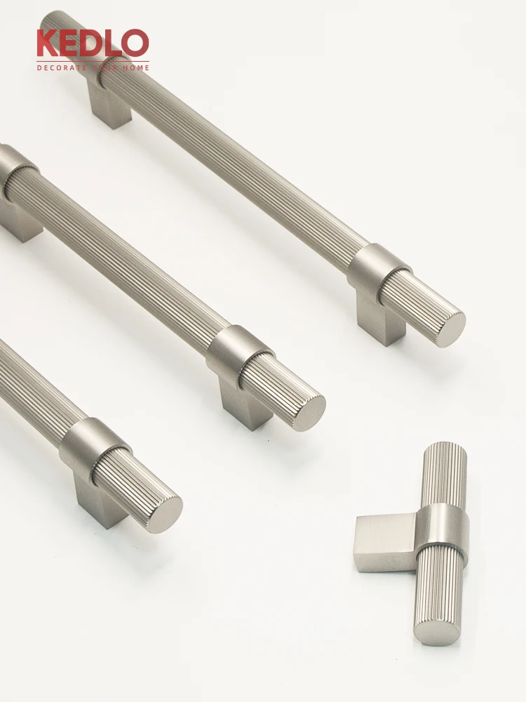 KEDLO Massivmessing-Griff, 500 mm lang, für Küchenschrank, Kühlschrank, Schranktür, Schublade, gebürsteter Nickelgriff – Detail 2