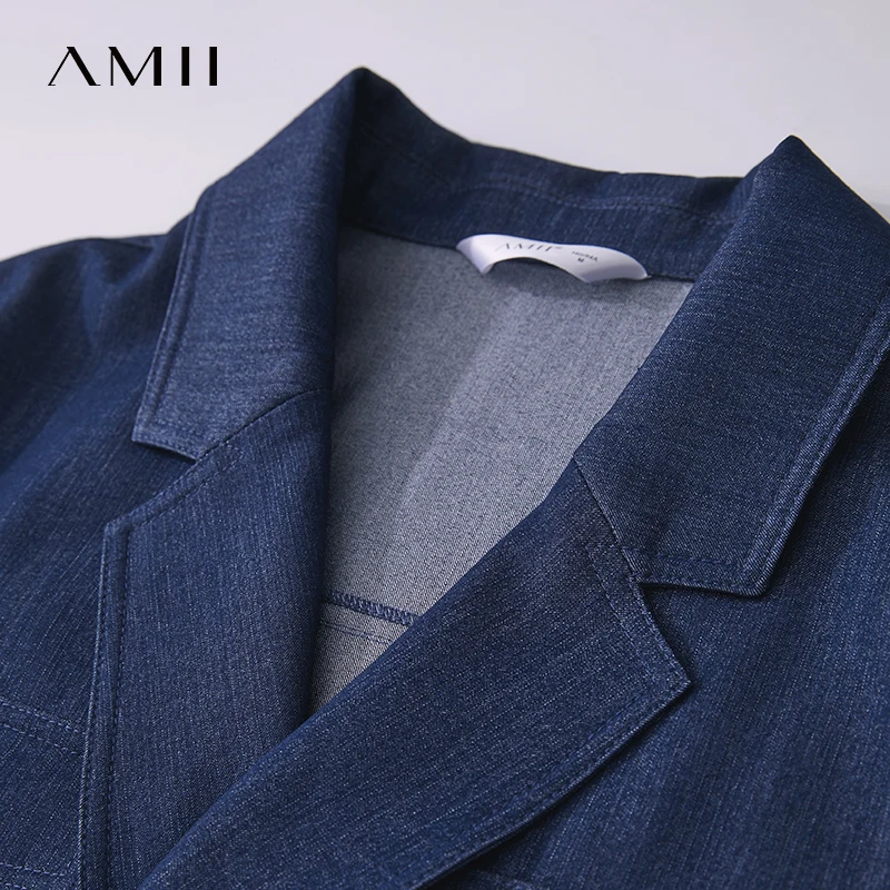 Amii Rechte Jurk Denim Dames 2025, Zomer Eenvoudige Korte Mouw Kantoor Dame Jean Flip Hals Gedrapeerde Cool Shirt Jurk 12542067