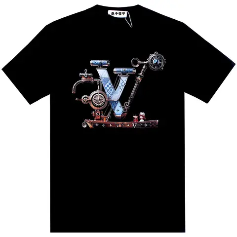 Chun yu yin jia Fashion High Street Designer classic Pattern Printing Short-Sleeved T-Shirt White for women tee