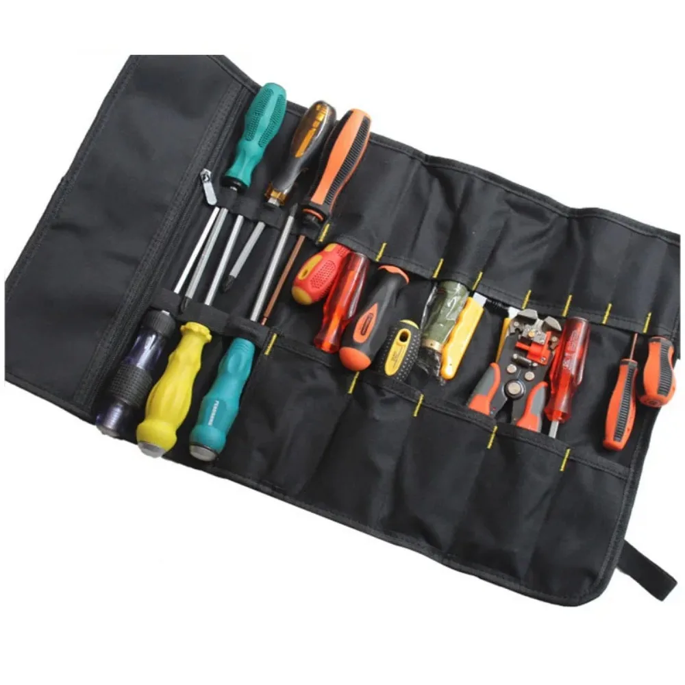 1PC Tool Roll Bag Heavy Duty Roll Up Tool Bag Wrench Roll Multipurpose Tool Organizer Bag for Electrician Folding Tool Bag