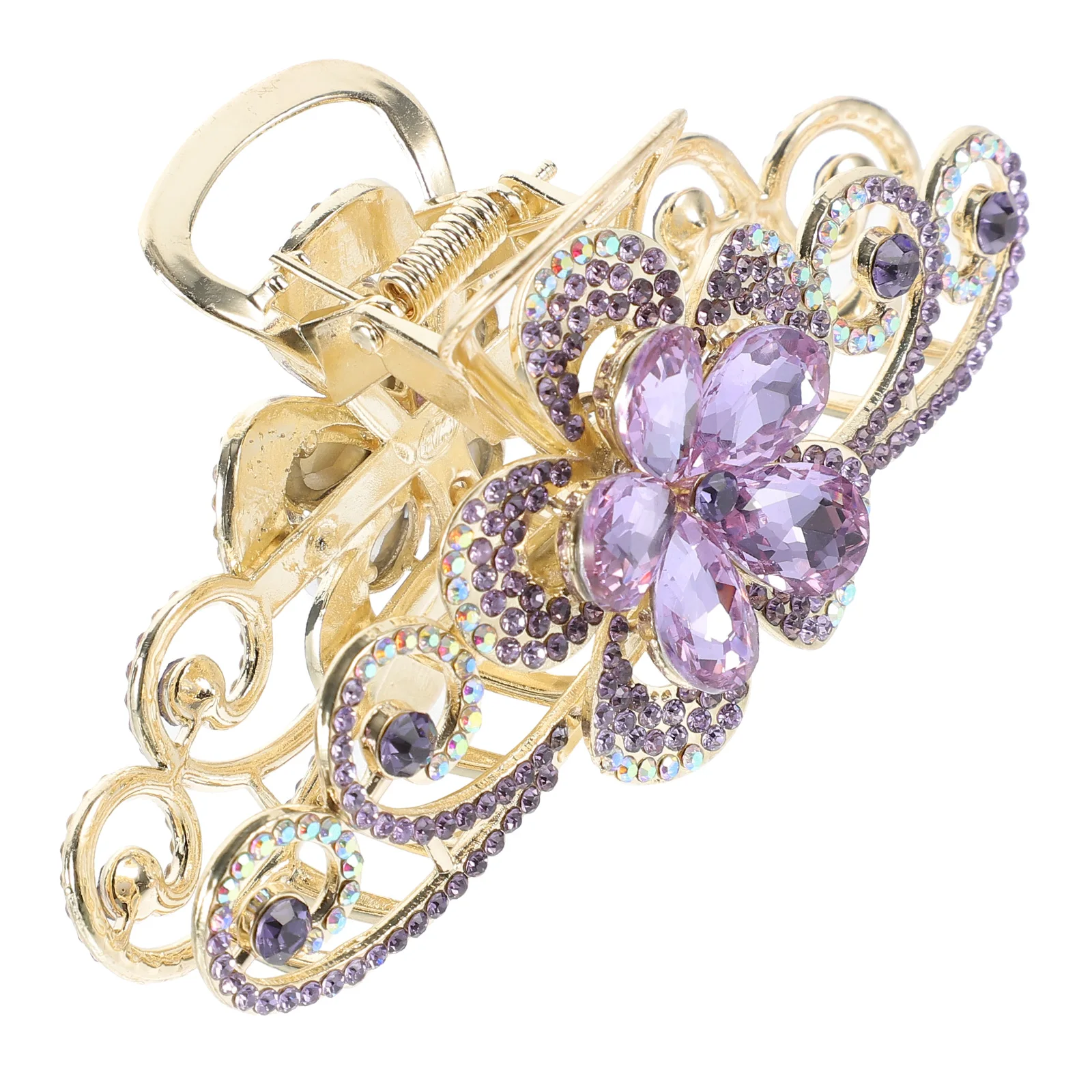 

Large Claw Hair Clips Rhinestones Alloy Double-sided Flower for Women Thick Hair Updos Ponytails Braids durable shark jaw clip