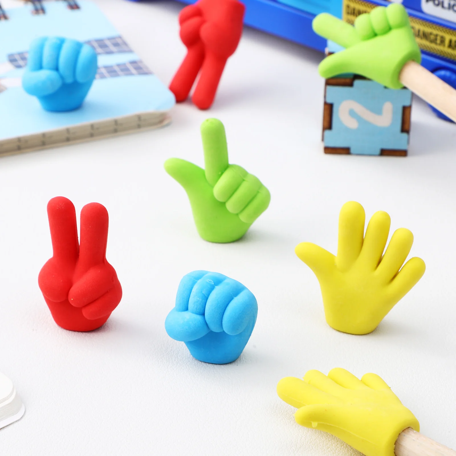 16 Pcs Cute Erasers Tops Stationary Supplies Fun Creative Adorable Paper Scissors Student