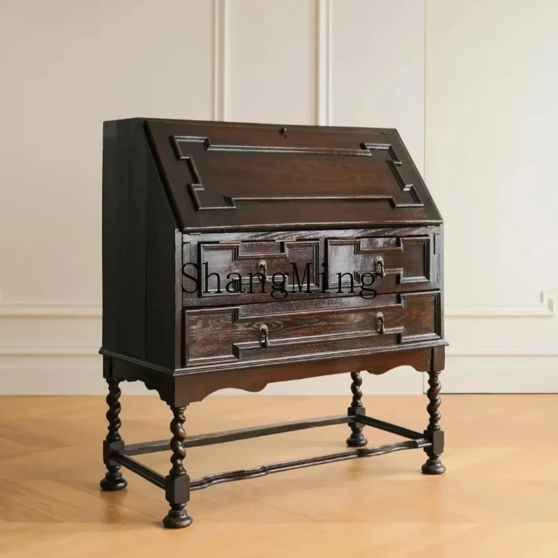 

SM Home Country Solid Wood Entrance Cabinet Flip Bookcase Dresser Integrated Storage Bedside Table