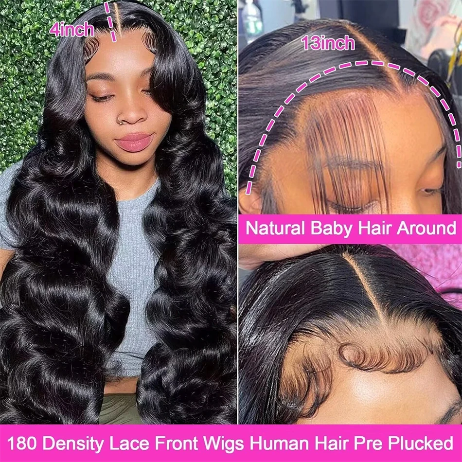 Body Wave 13x6 HD Transparent Lace Front Human Hair Wigs For Women 13x4 Brazilian Loose Wave Lace Frontal Wig With Baby Hair