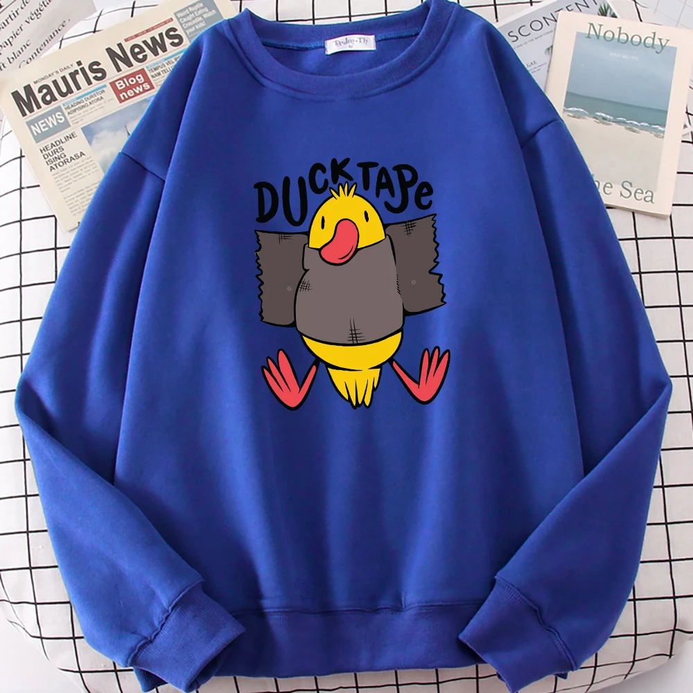Awesome And Funny Duck Pun Ducktape Print Women Sweatshirt Casual Oversized Pullovers Autumn Fleece Top Hip Hop O-Neck Tracksuit