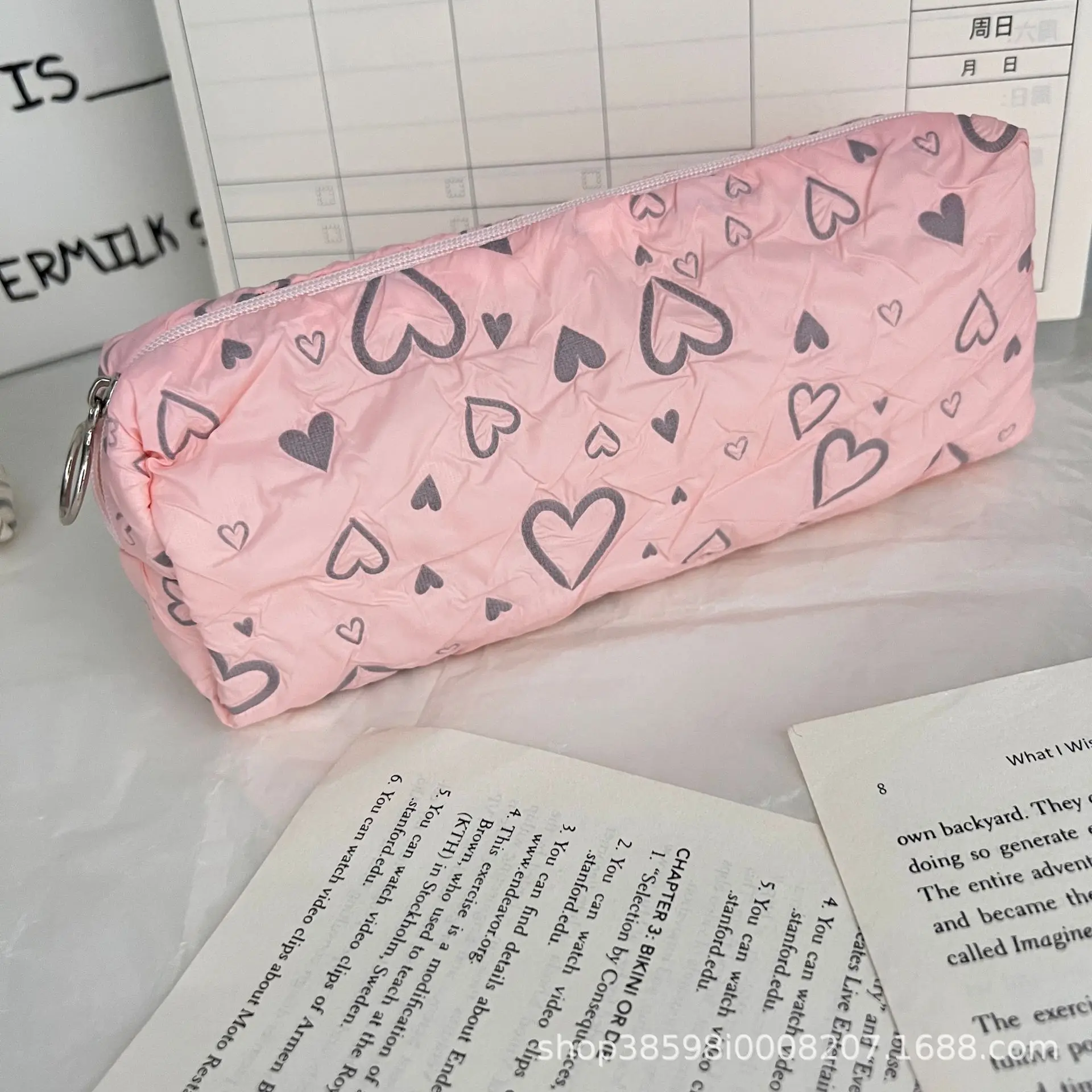 New Love Print Makeup Bag Women Cosmetic Bag Girls Zipper Coin Purse Student Pen Box Large Capacity Pencil Box Stationery Bag