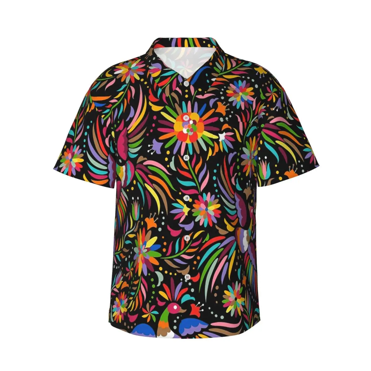 

Traditional Mexican Colorful Men's Shirts Hawaiian Short Sleeve Shirt Fashion Button Tops for Summer Beach
