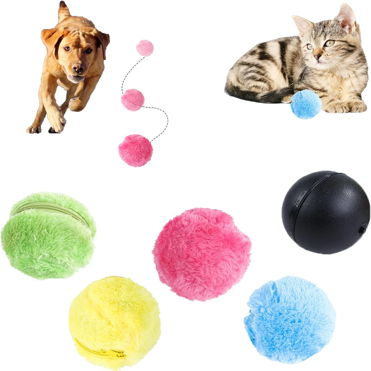 

Engaging and Durable Interactive Pet Toy for Active Pets - Keep Your Furry Friends Entertained with Soft Plush Rolling Balls - P