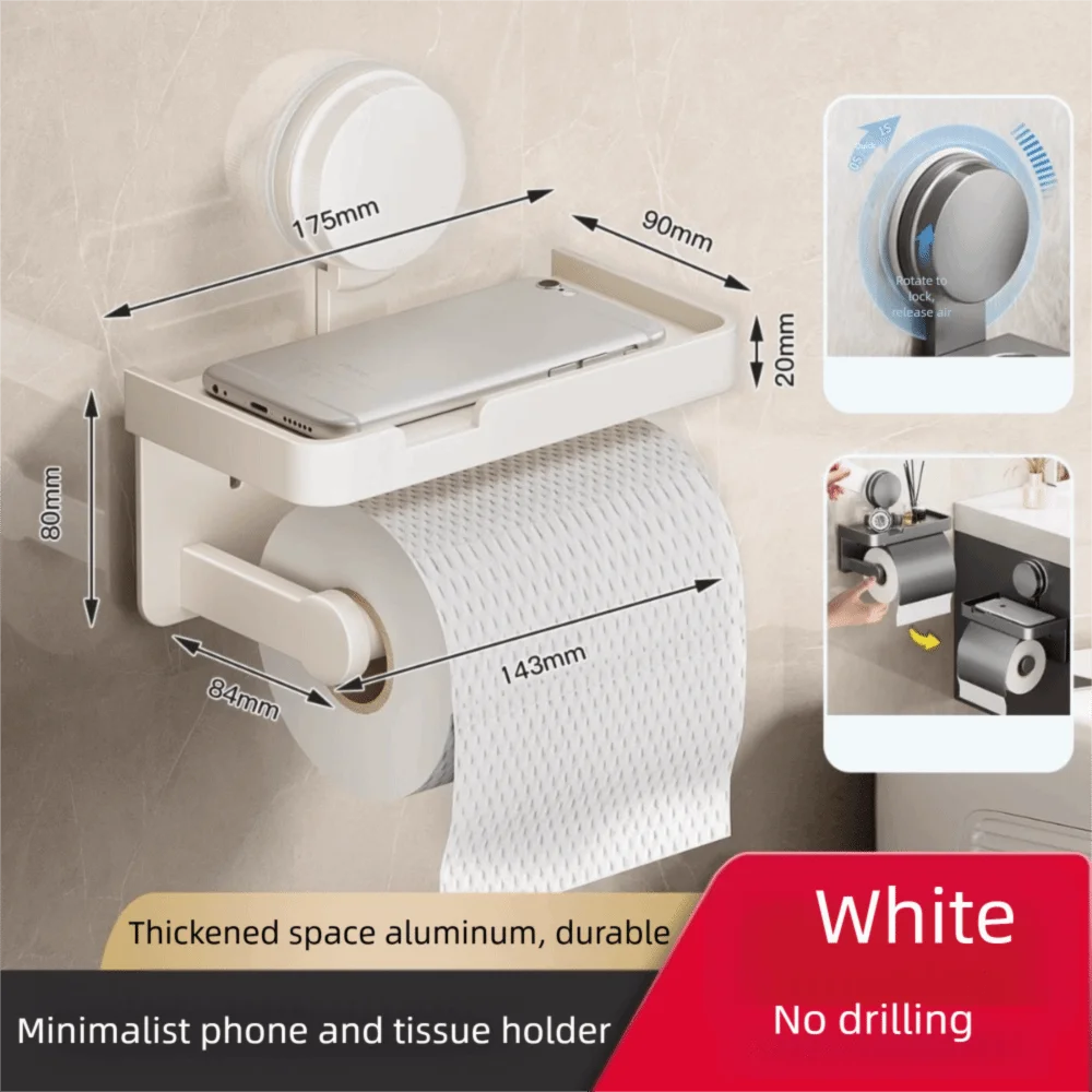 

Держатель для туалетной бумаги из алюминиевого сплава на присоске, настенный, без сверления, стойка для рулонной туалетной бумаги, подставка для салфеток, ванная комната, кухня