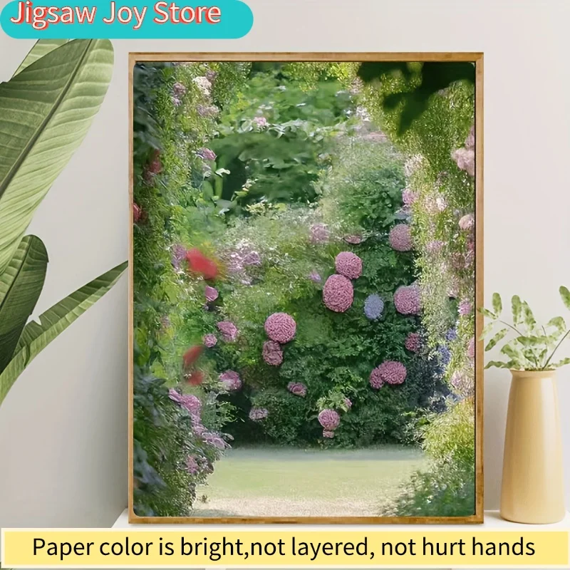 1箱アジサイの花ミニパズル - 15x10インチの豊かな花の芸術、中級スキルレベル、大人向けのポータブル段ボールジグソー