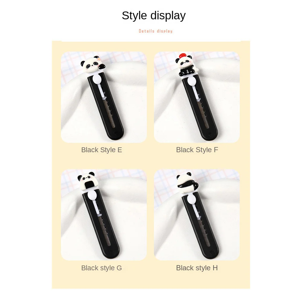 Taglierina per panda in plastica di moda Forniture per ufficio scolastico per cartoni animati Utensile da taglio per carta Tagliacarte retrattile in resina