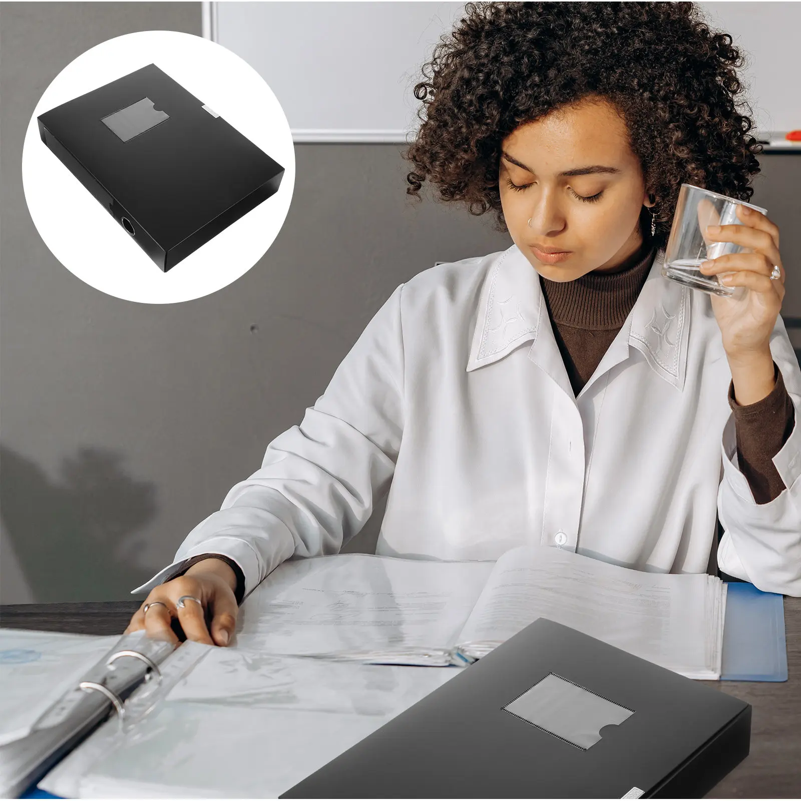 

2Pcs Desktop File Organizer Box Multi-Function Office Paper Storage Desk Accessories Study Use Wear-Resistant Convenient Case