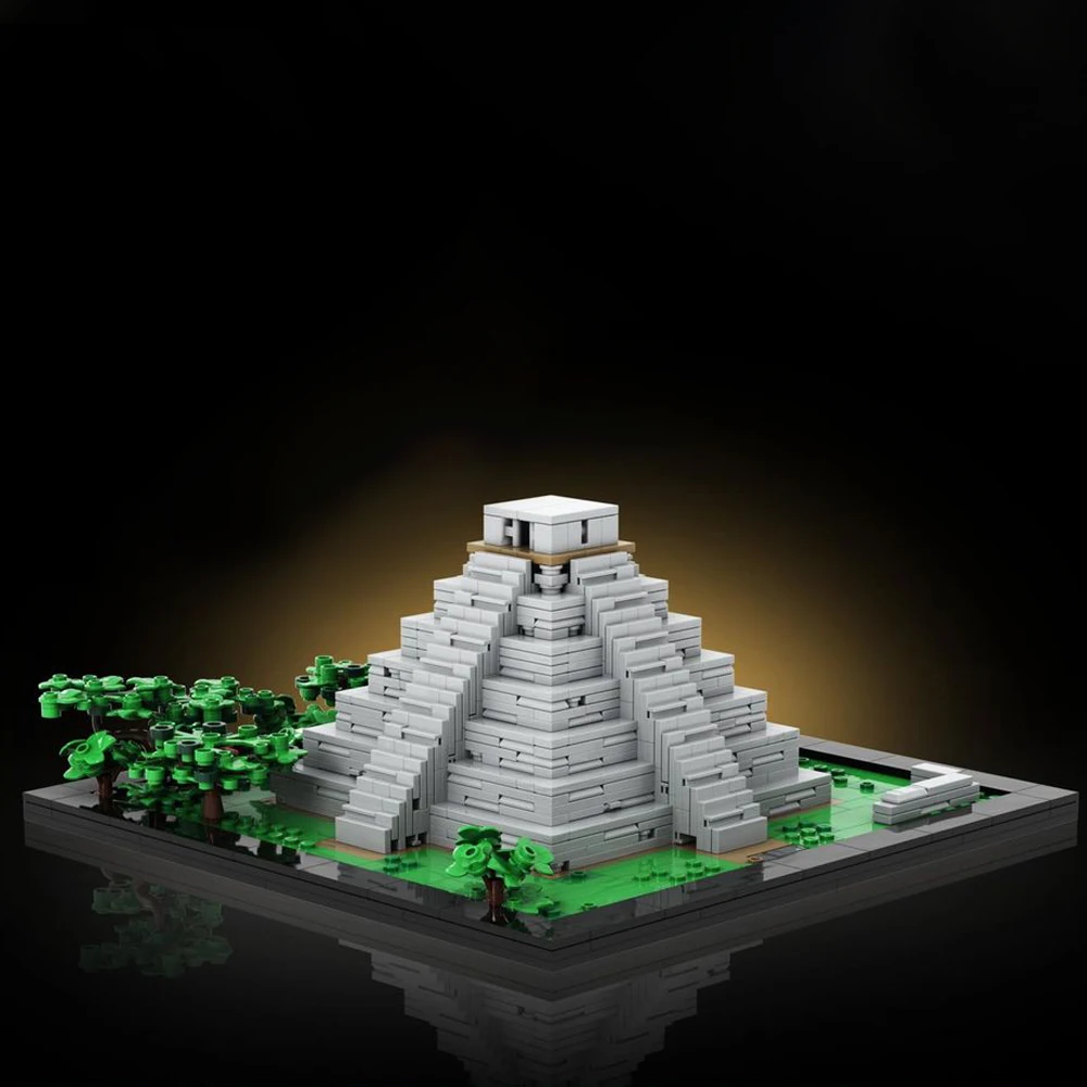 Gobricks MOC Mexico Mayan Pyramid World Famous Landmark DIY Assembled Bricks Building Block Set Toys For Collection Gift