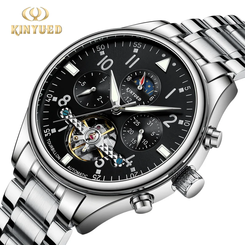 New Product2023-KINYUEDAutomatic Multifunctional Hollow Men's Fashion Mechanical Watch