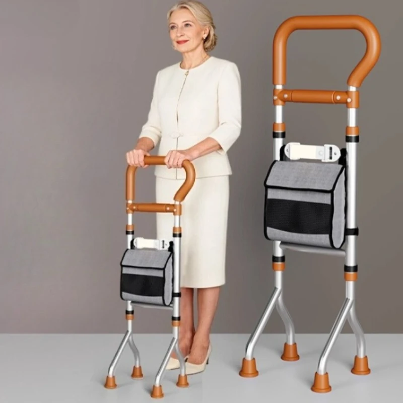 

Height Adjustable Bed Rail for Elderly Assistance for Getting in And Out Bed Assist Bars Four-legged Support Walking Sticks Cane