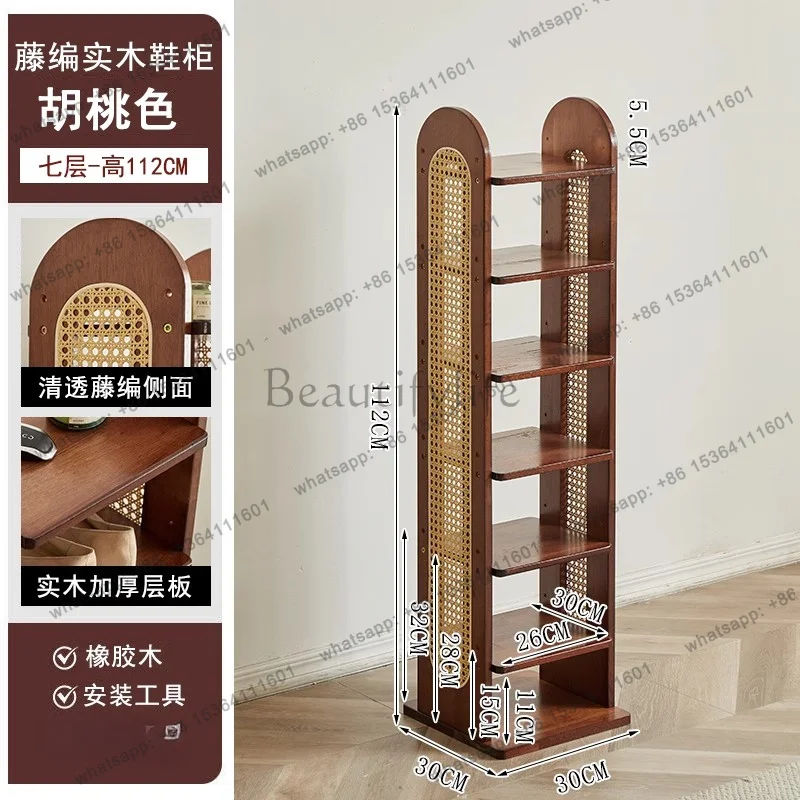 solid wood shoe rack, narrow small multi-layer storage rack at the entrance of the home, light luxury shoe cabinet corridor