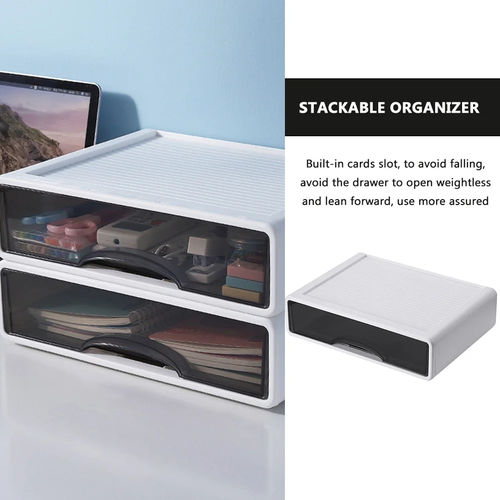 Desktop Drawer Box 3-Tier Stackable Organizer Stationery Storage Container Plastic Desk Organizer For Office Makeup