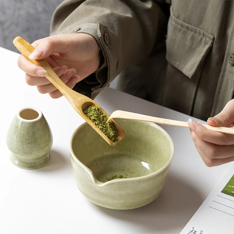 Japanese Matcha Blender Ceremony 4/5/6/7pcs Set Ceramic Chawan Bowl Bamboo Whisk and Tea Scoop Matcha Tools Kit for Tea Lovers - view 3