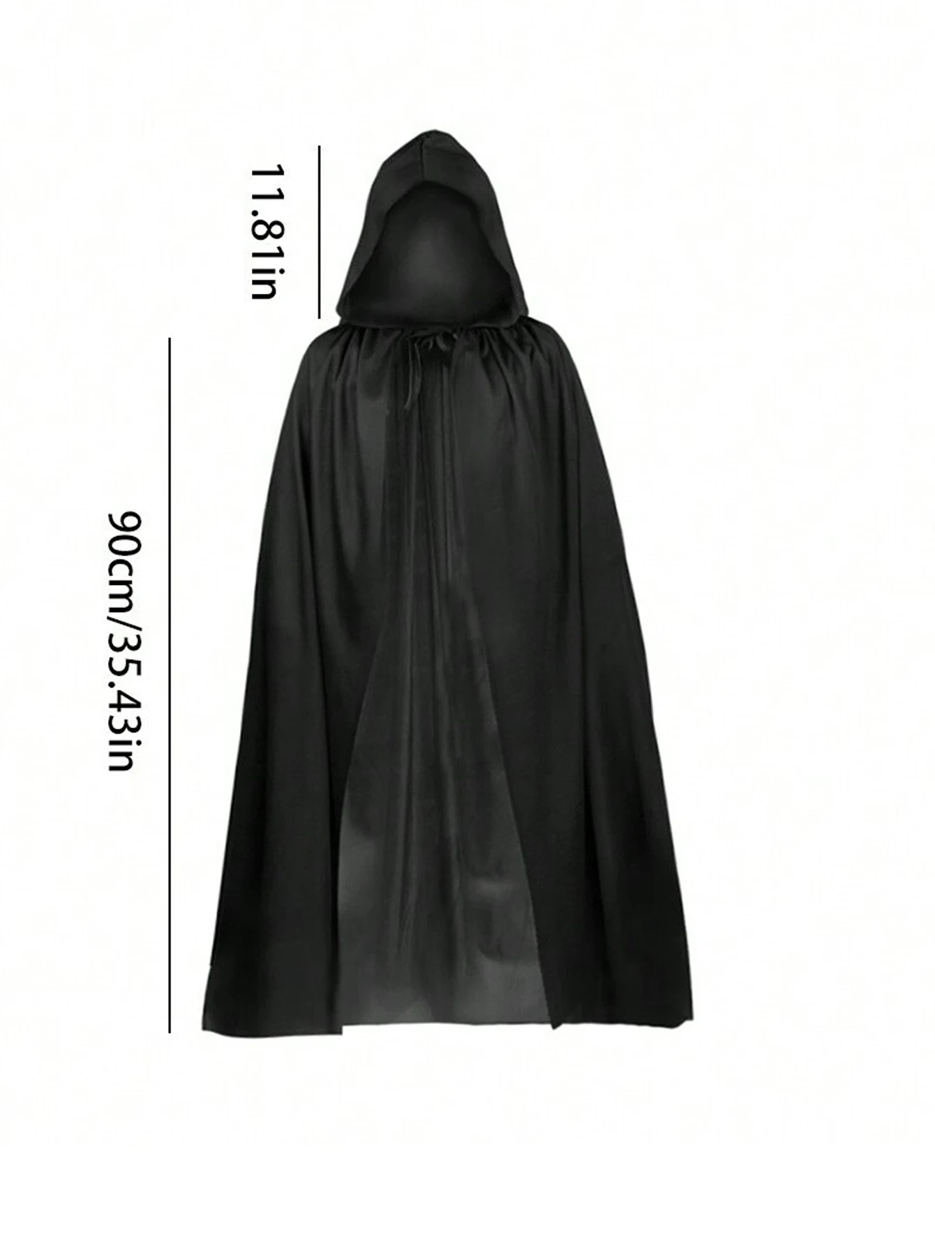 Halloween-Umhang, weicher Unisex-Kapuzenumhang, schwarze Robe, Hexenumhang, langer Umhang, Cosplay-Kostüm, Requisite für Partys, Aufführungen, Feiertagsdekoration – Detail 9