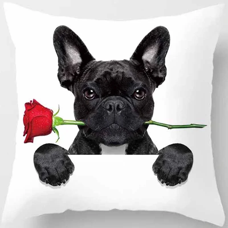 Funny Cartoon Dog Print Pillowcase Home Decor Car Sofa Cushion Cover (45cm*45cm)