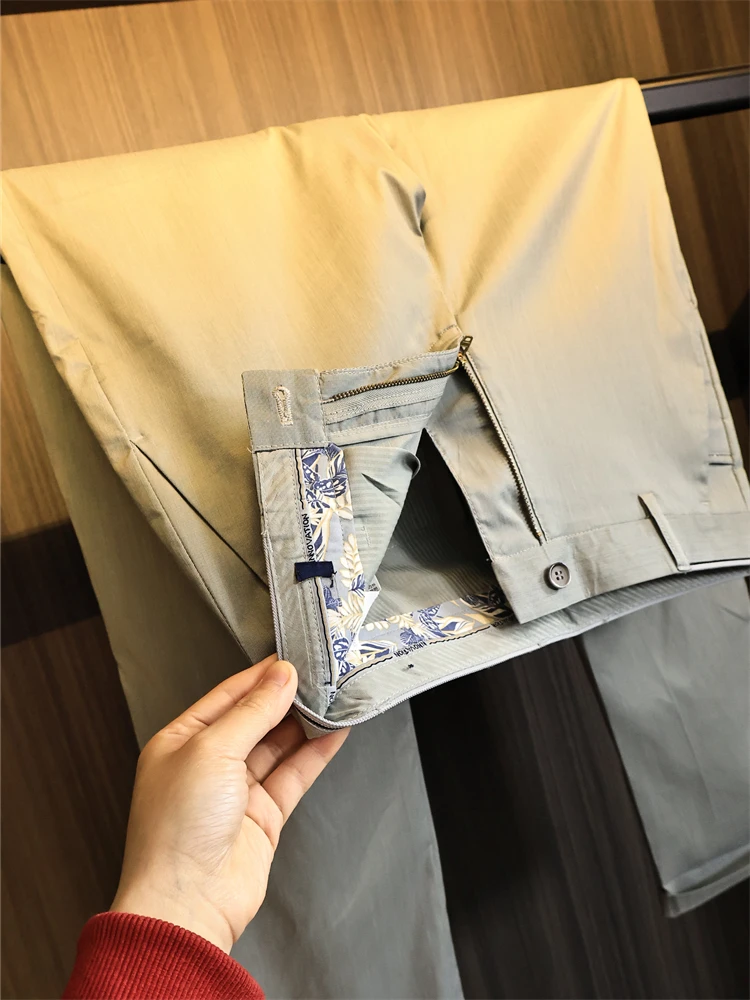 

High-End Lightweight Busin Men's Spring Straight Leg Casual Pants YKK Zipper Comfortable Loose Fit Long Trousers