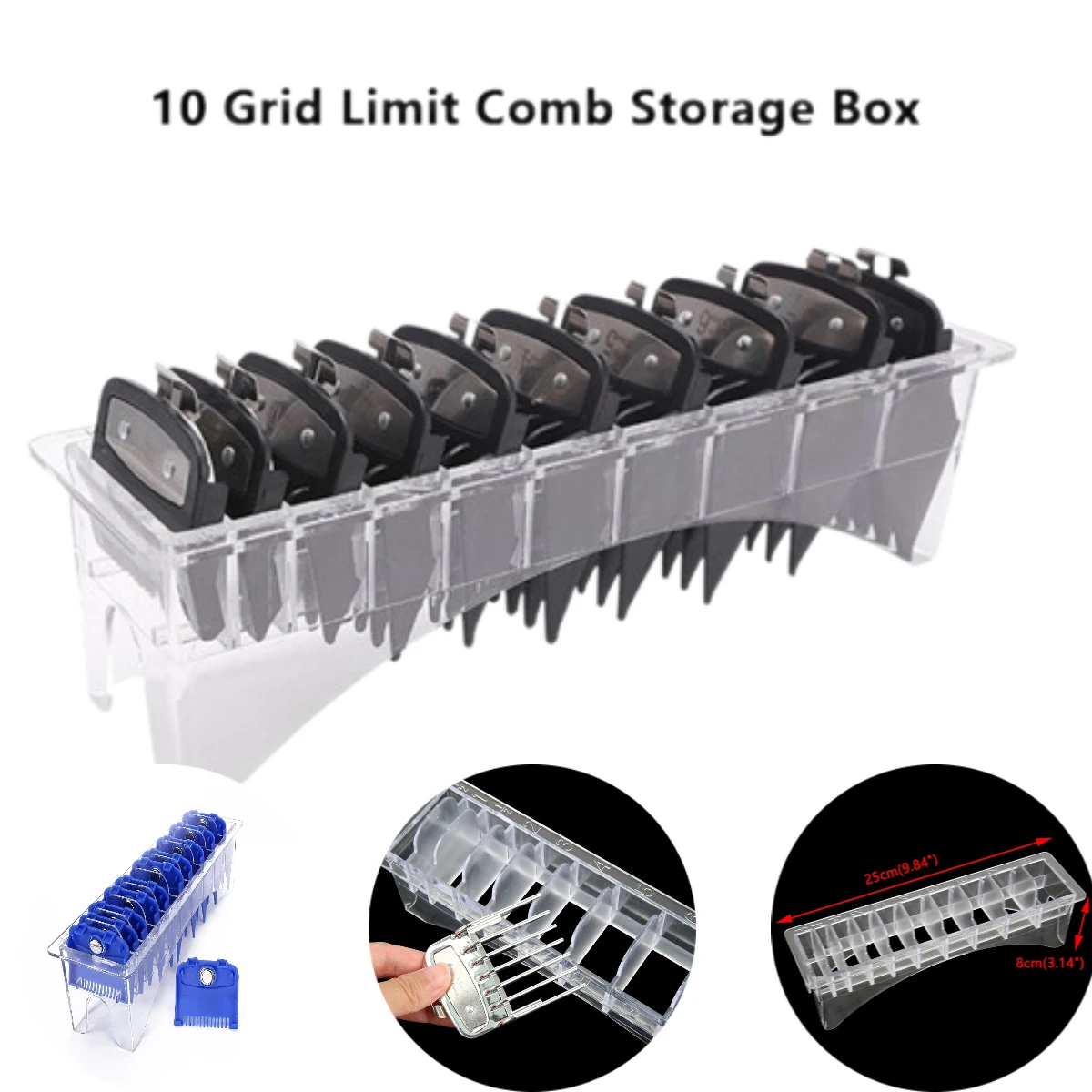 Rectangular Plastic Guide Combs Storage Boxes Barber Hairdresser Electric Hair Clipper Limit Comb Organizer Container Box