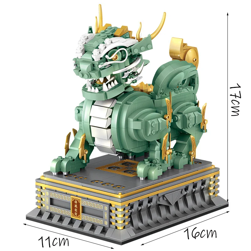 LOZ-1434PCS Kylin mascot Bully Dragon model mini creative landscape decoration building blocks for boys and children