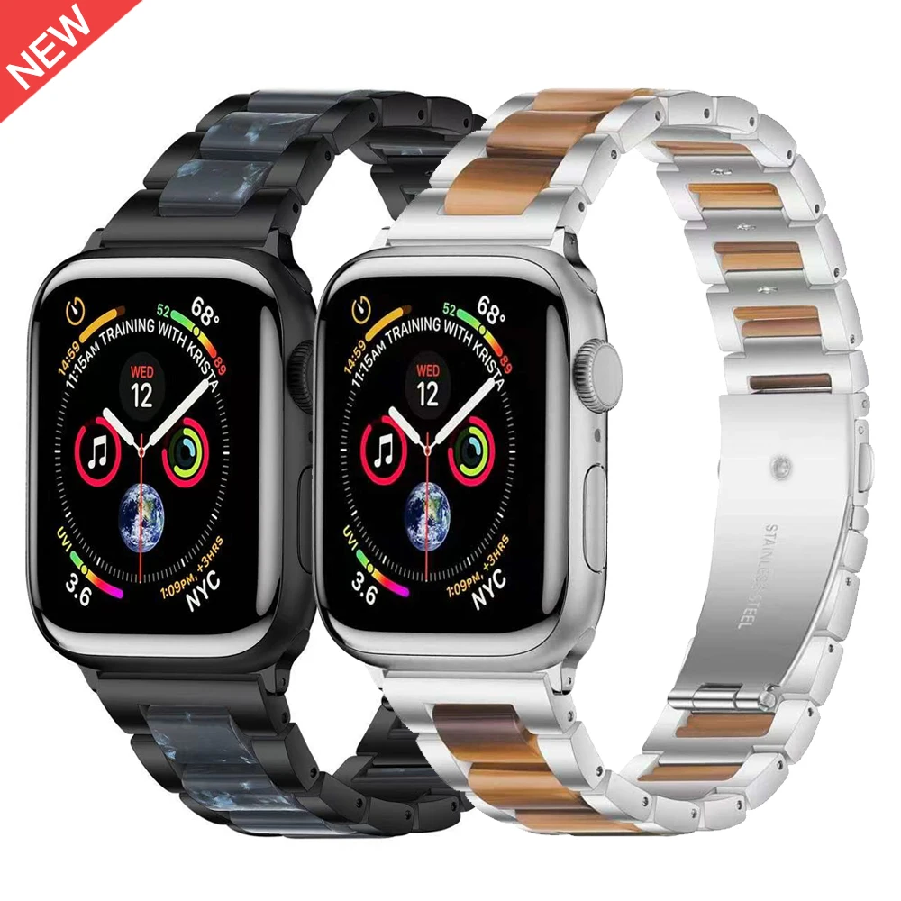 

Metal+Resin strap for Apple watch Ultra 8 7 41mm 45mm 49mm 6 5 4 SE 44mm 40mm replacement strap for iwatch3 42mm 38mm metal band