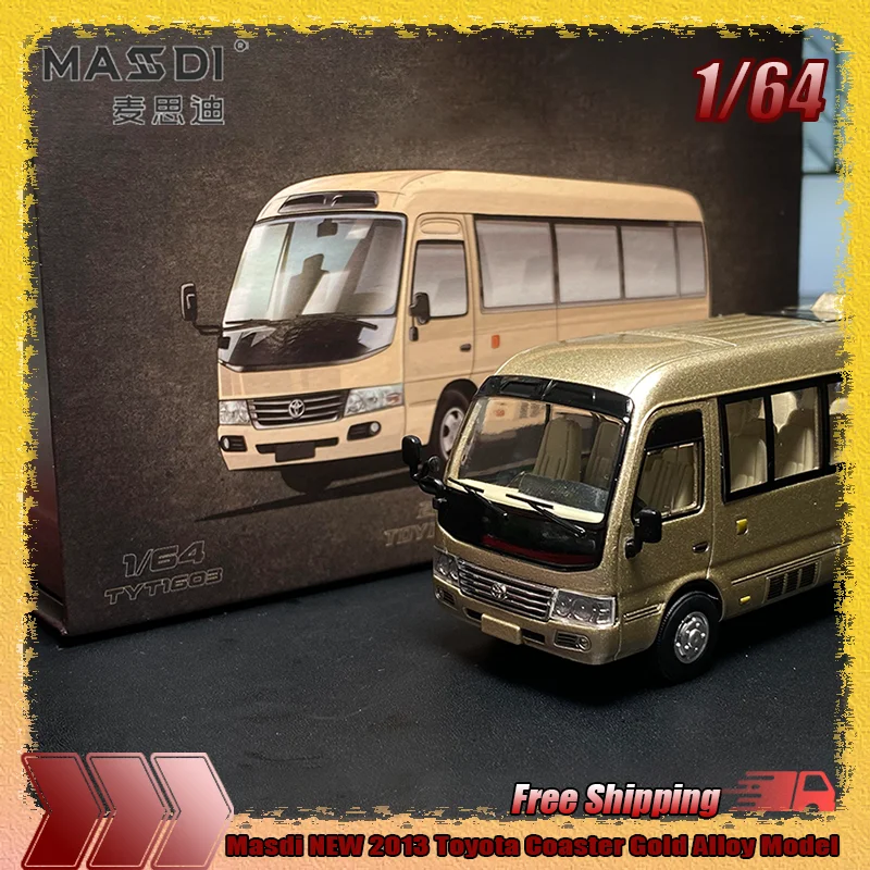

New In Stock Masdi 1:64 2013 Toyota Coaster Gold Simulation Alloy Miniature Model Custom Children Toys Collectible Gift Ornament