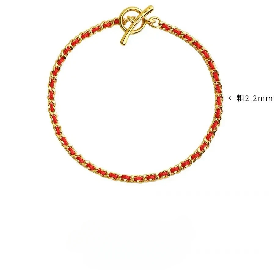 2025 Redline Rurable 14k Gold Plated Couple Life Year Foot Chain Bracelet  Anklet French Hand Rope Golden Color Hand Strand Gift