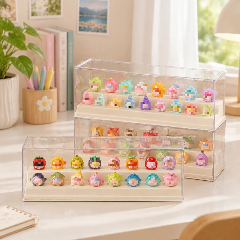 Transparent Acrylic Display Box with Dustproof Lid for Small Collectibles and Miniatures