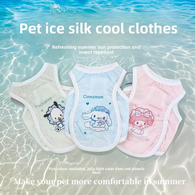 

Sanrio Dog Cat Cooling Shirt, Ice Silk Breathable Lightweight Summer Vest, Anti-Shedding Cute Pet Clothes for Small Dogs Cats