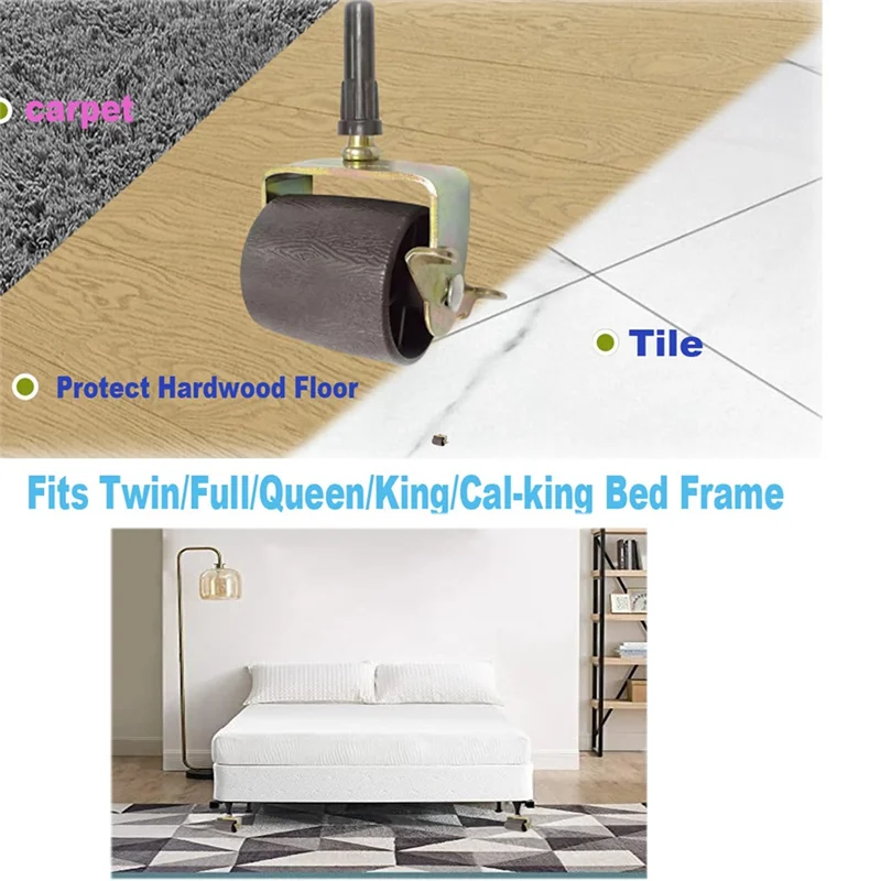 ABKO-Para rodízios de estrutura de cama, capacidade pesada com freios para rodízios de cama para peças de reposição de cama