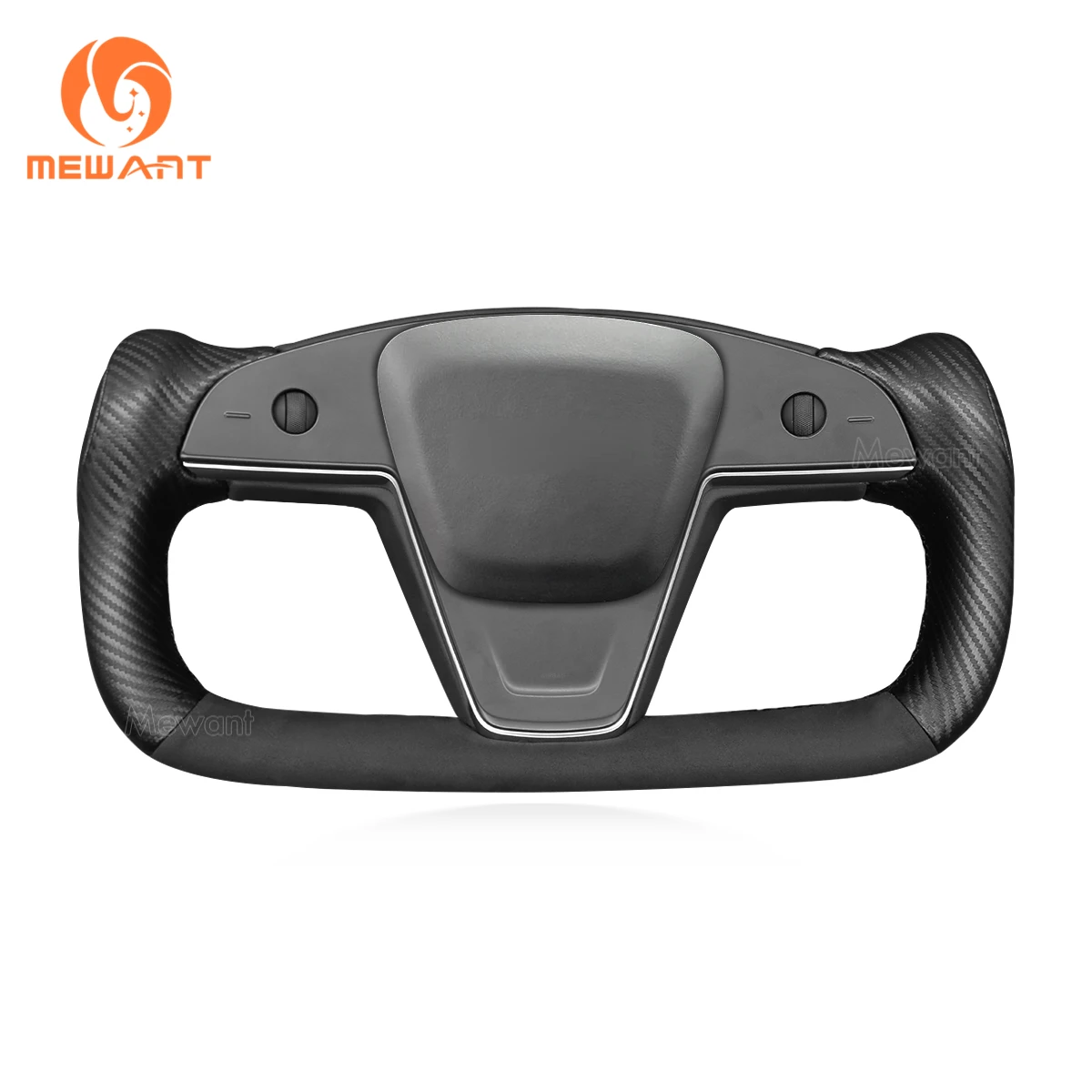 MEWANT coprivolante per auto in vera pelle scamosciata nera in fibra di carbonio per Tesla Model S Yoke Model X ModelS ModelX