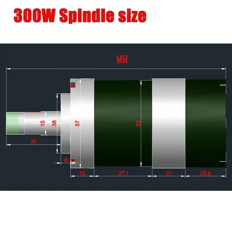 ブラシレスモーター,空冷スピンドルモーター,er11コレット,52mmクランプ,DC, 36v,12000 rpm,WS55-140, 300w,0.3kw