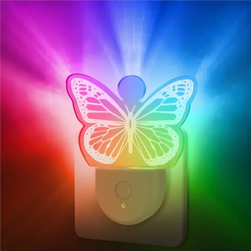 A74E-فراشة ضوء الليل المكونات في جدار اللون تغيير الحضانة ليلة مصباح لديكور الحضانة وهدايا عيد ميلاد المملكة المتحدة التوصيل
