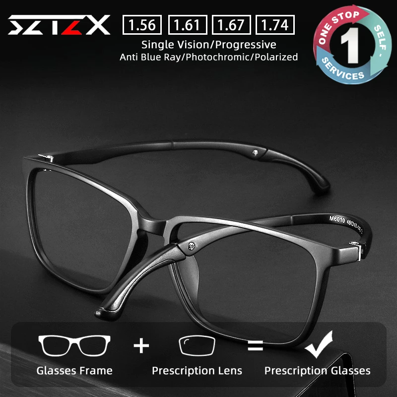 

SZTZX Classic Fashion TR90 Prescription Glasses Anti-Reflective Elasticity Adjustable Myopia Glasses Progressive Reading Eyewear