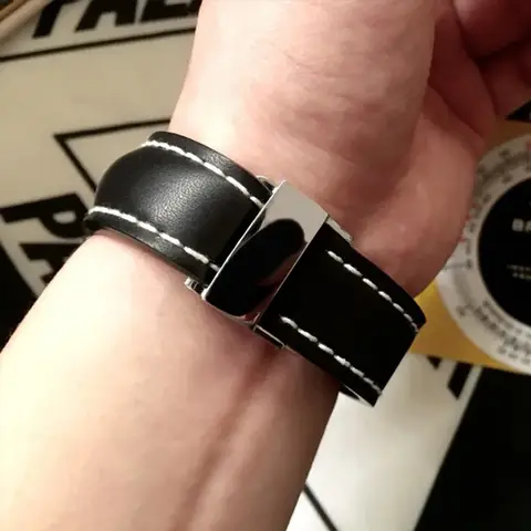 22/24mm Passar Breitling Strap Italien Klockarmband i äkta läder Premier B01 Colt Chronograph Avenger AVIATOR 8 316L spänne 6 best sales Breitling-rem - №1