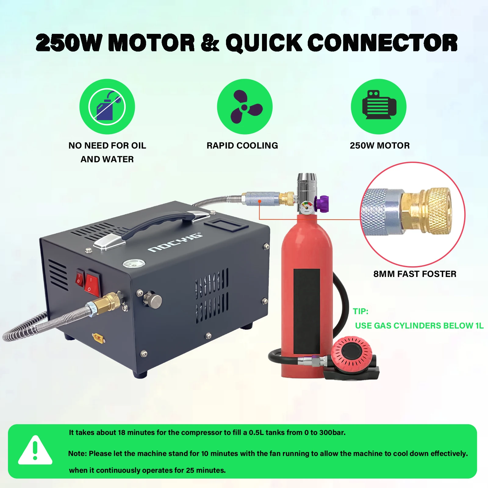 4500Psi 30Mbar Tragbare PCP-Luftkompressorpumpe 12VDC/110V Power Öl/Wasserfreie Hochdruck-Tauchflasche