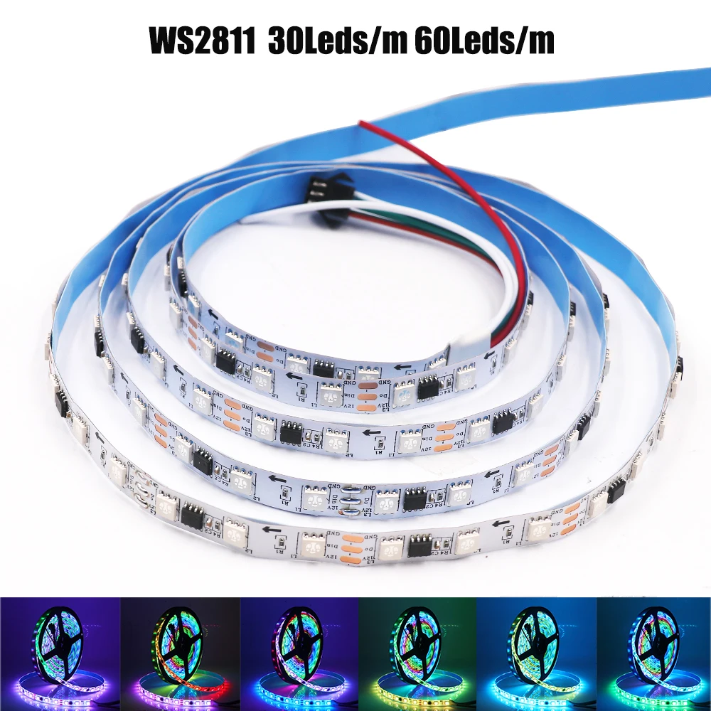 

DC12V WS2811 SMD5050 Led Strip IndividuaIIy AddressabIe Pixel 30 60LED IC WS2811 SK6812 4in1 Flexible Led Tape Waterproof Ribbon