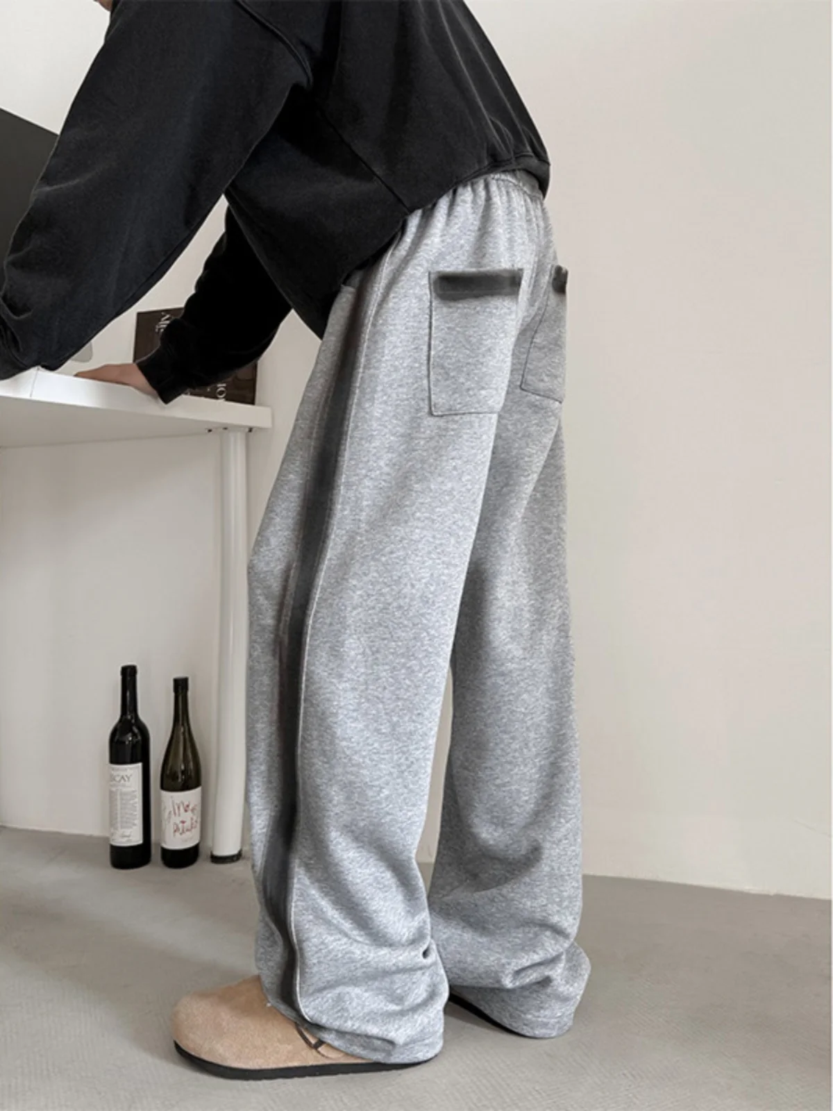 

American Sle Heavyweight Dyed Fce Men's Sweatpants Autumn Winter Lazy Sle Knife Banana Pants Straight Leg Trousers