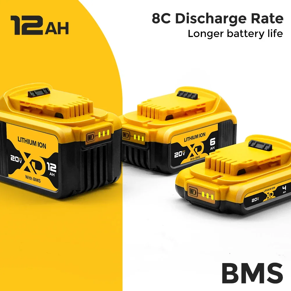 

Replacement for Dewalt 20V/18V 12Ah Max Li-Ion Battery Compatible with DCB201 DCB203 DCB207 DCB205 DCB204 DCB206 Cordless Tools