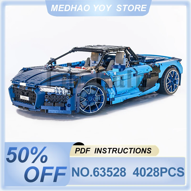 MOC-63528 Technical Super Sports Car Building Block, R8 Spyder, 42083 B Modelo, Bricks Puzzle, DIY Brinquedos, Presentes de Natal para Crianças, Novo