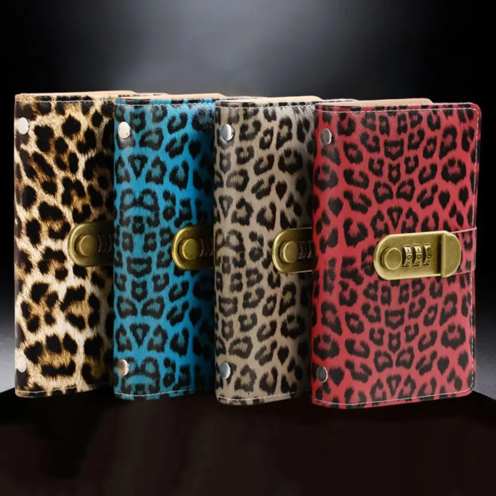 Leopard print Cash Budget Planner Pockets Large Capacity Password Lock Encrypted Money Book Cash Envelopes Multi Pockets
