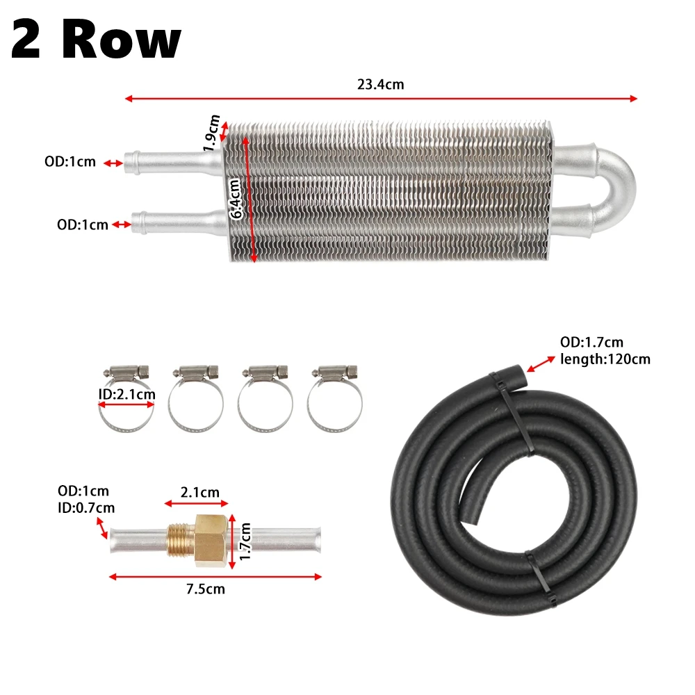 Universal 2 Rows Oil Cooler Kit, Aluminum Remote Transmission Engine Cooler Auto-Manual Radiator Converter Kit