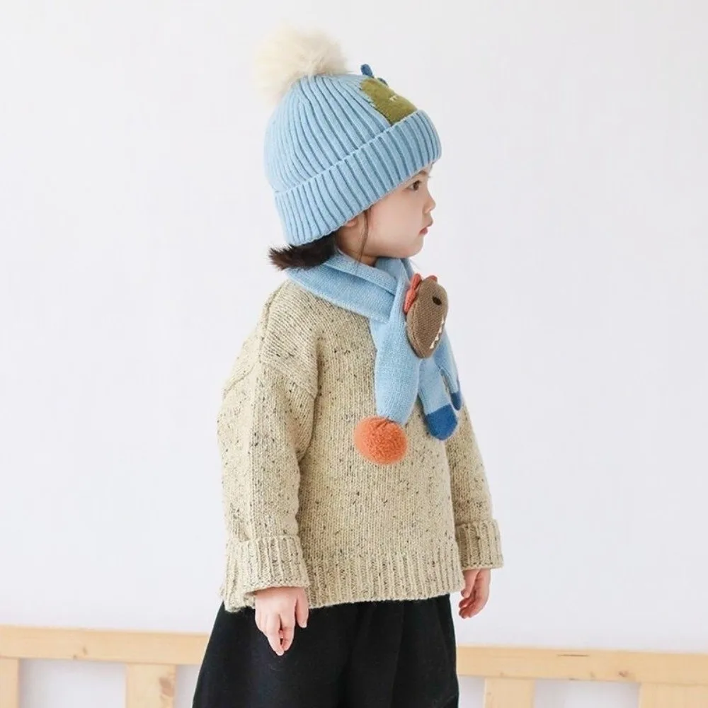 2 قطعة Kawaii الأطفال قبعة وشاح مجموعة سميكة الكورية نمط الكرتون وشاح دافئ لينة يندبروف محبوك قبعة صغيرة