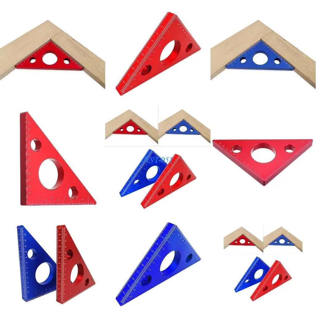 

E15A Aluminum Alloy Triangular Ruler for Woodworking 45 Degree Square Ruler